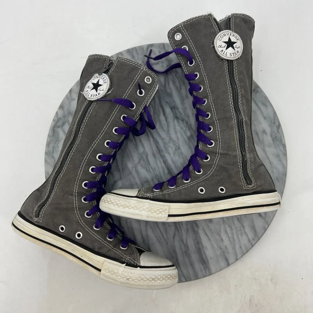 Converse Super High Top Sneakers Juniors 1 Gray Chuck Taylor All Star Calf Knee - Picture 6 of 12